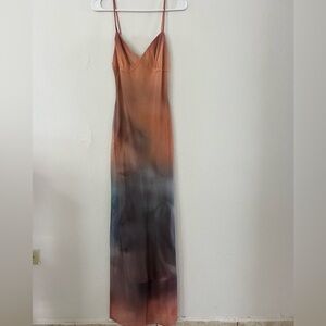 Stitch + Feather Blush orange and blue dress